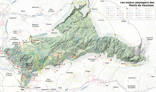 Monts de Vaucluse - carte des enjeux paysagers (Vaucluse)