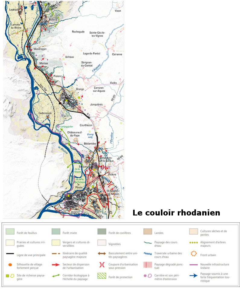 Couloir rhodanien - carte des enjeux paysagers (Vaucluse)
