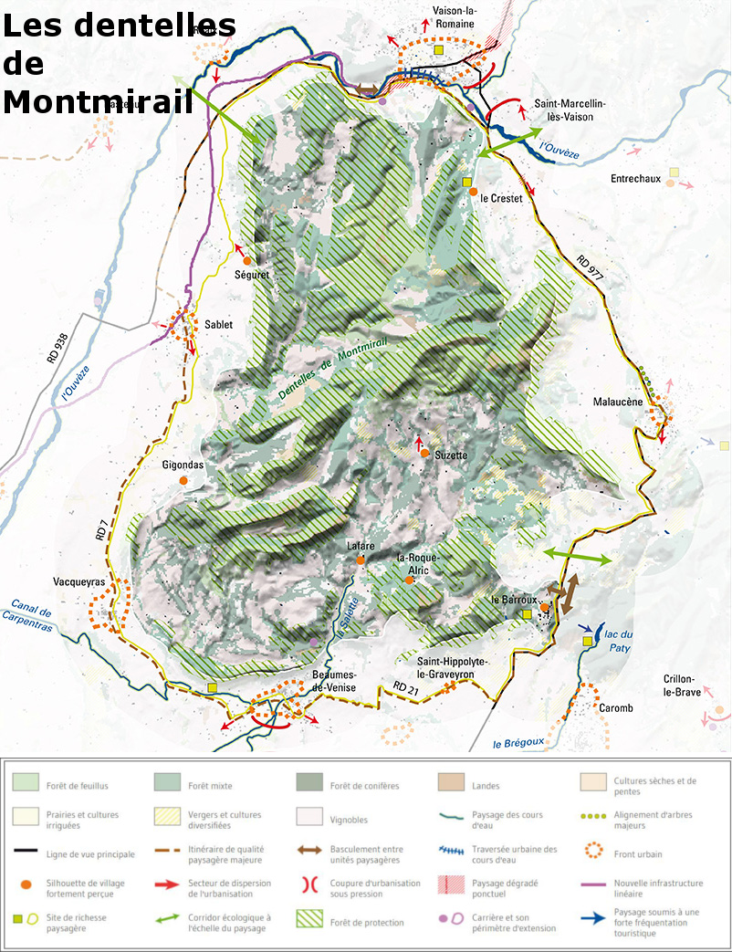 Les dentelles de Montmirail - carte des enjeux paysagers (Vaucluse)
