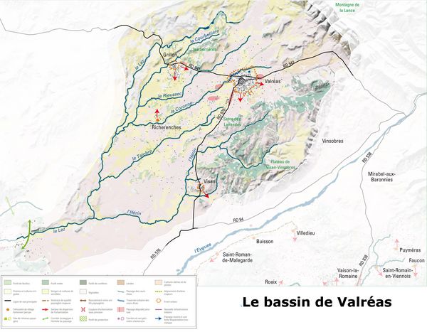 Le bassin de Valréas - carte des enjeux paysagers (Vaucluse)