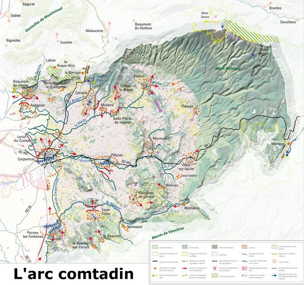 L'arc comtadin - carte des enjeux paysagers (Vaucluse)