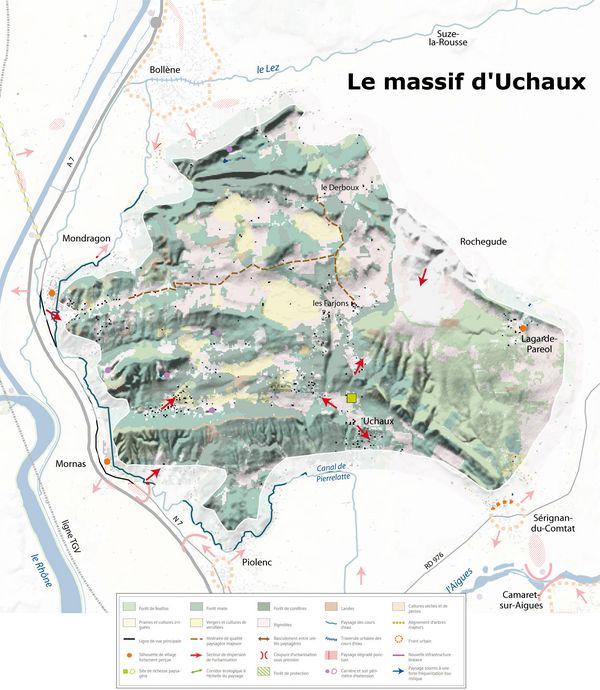 L'arc comtadin - carte des enjeux paysagers (Vaucluse)