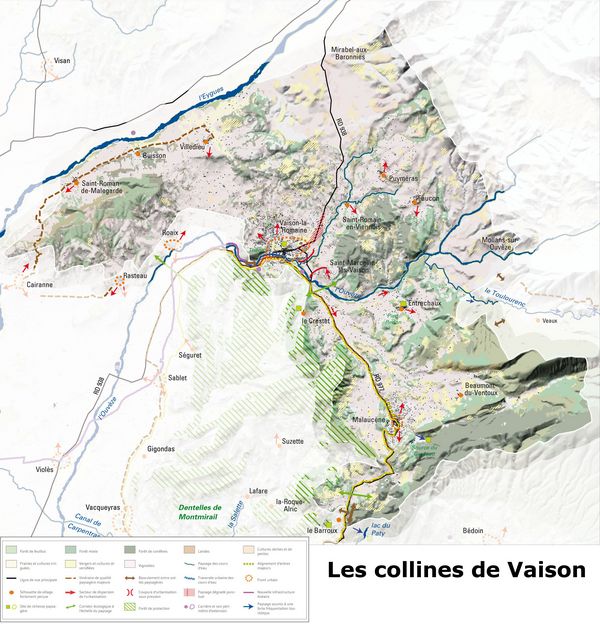 Les collines de Vaison - carte des enjeux paysagers (Vaucluse)